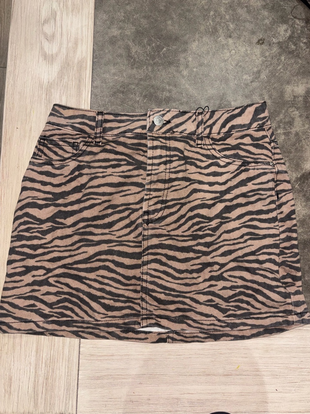 Denim Co Zebra Print Mini Denim Skirt US 4